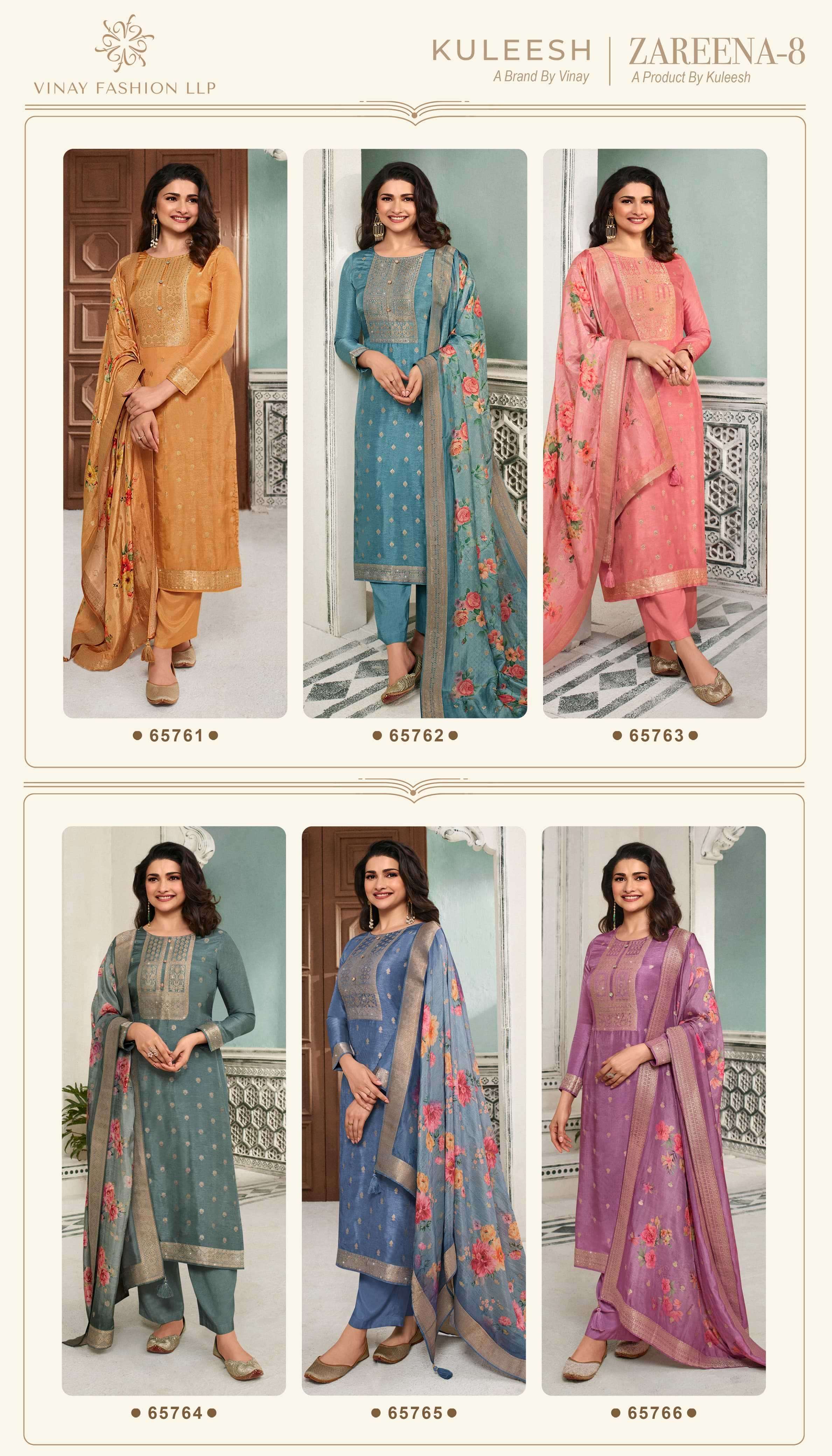 VINAY FASHION PRESENTS KULEESH ZAREENA VOL-8 BEAUTIFUL DIWALI SPECIAL UNSTITCH SALWAR SUITS CATALOG WHOLESALER AND EXPORTER IN SURAT B