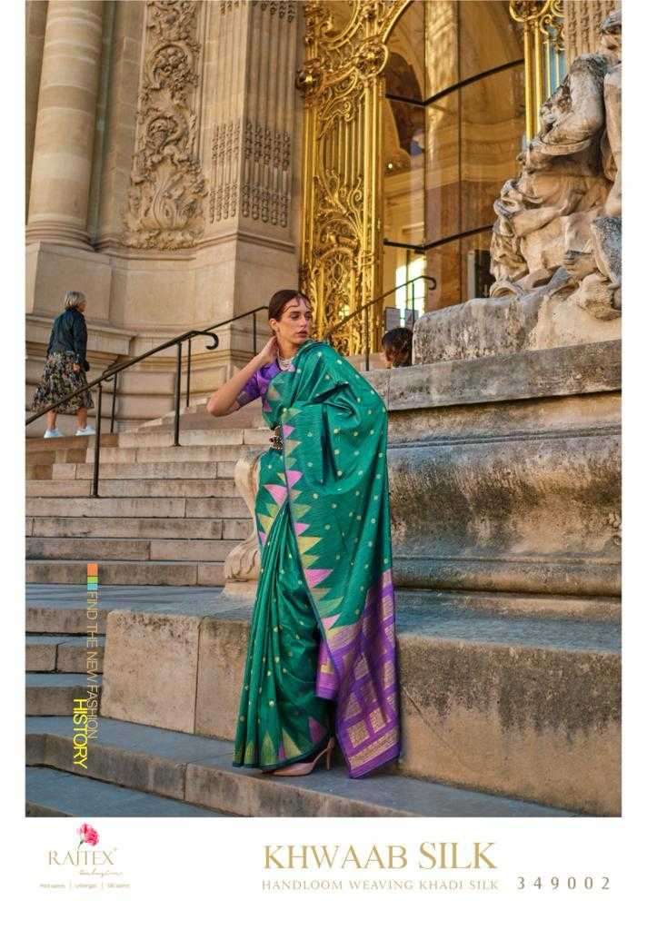 RAJTEX PRESENTS KHWAAB SILK 349001-349008 HANDLOOM WEAVING KHADI SILK SAREES CATALOG WHOLESALER AND EXPORTER IN SURAT 