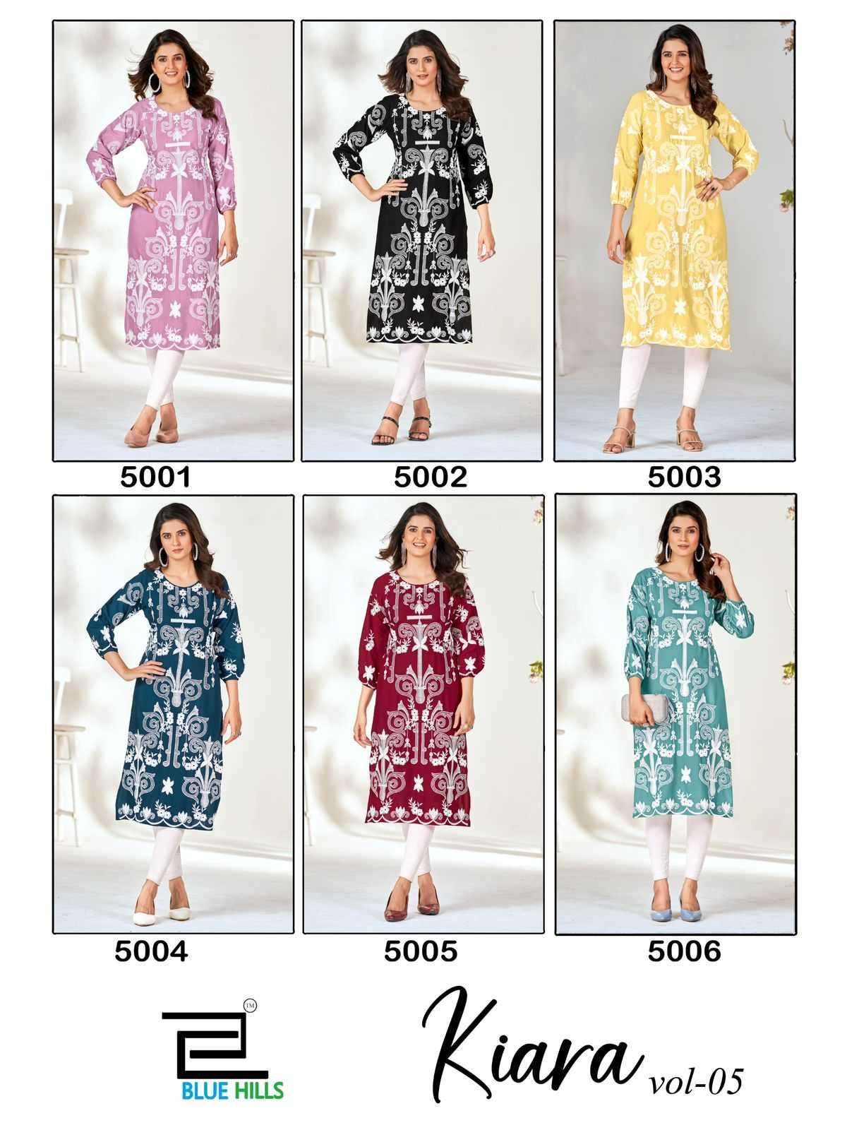 BLUE HILLS PRESENTS KIARA VOL-5 FANCY LUCKNAVI WORK WITH BALLOON SLEEVES FULL STITCH KURTI CATALOG WHOLESALER AND EXPORTER IN SURAT