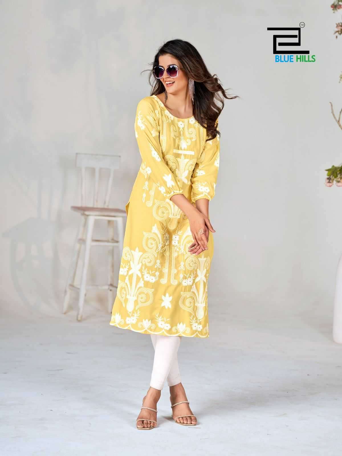BLUE HILLS PRESENTS KIARA VOL-5 FANCY LUCKNAVI WORK WITH BALLOON SLEEVES FULL STITCH KURTI CATALOG WHOLESALER AND EXPORTER IN SURAT