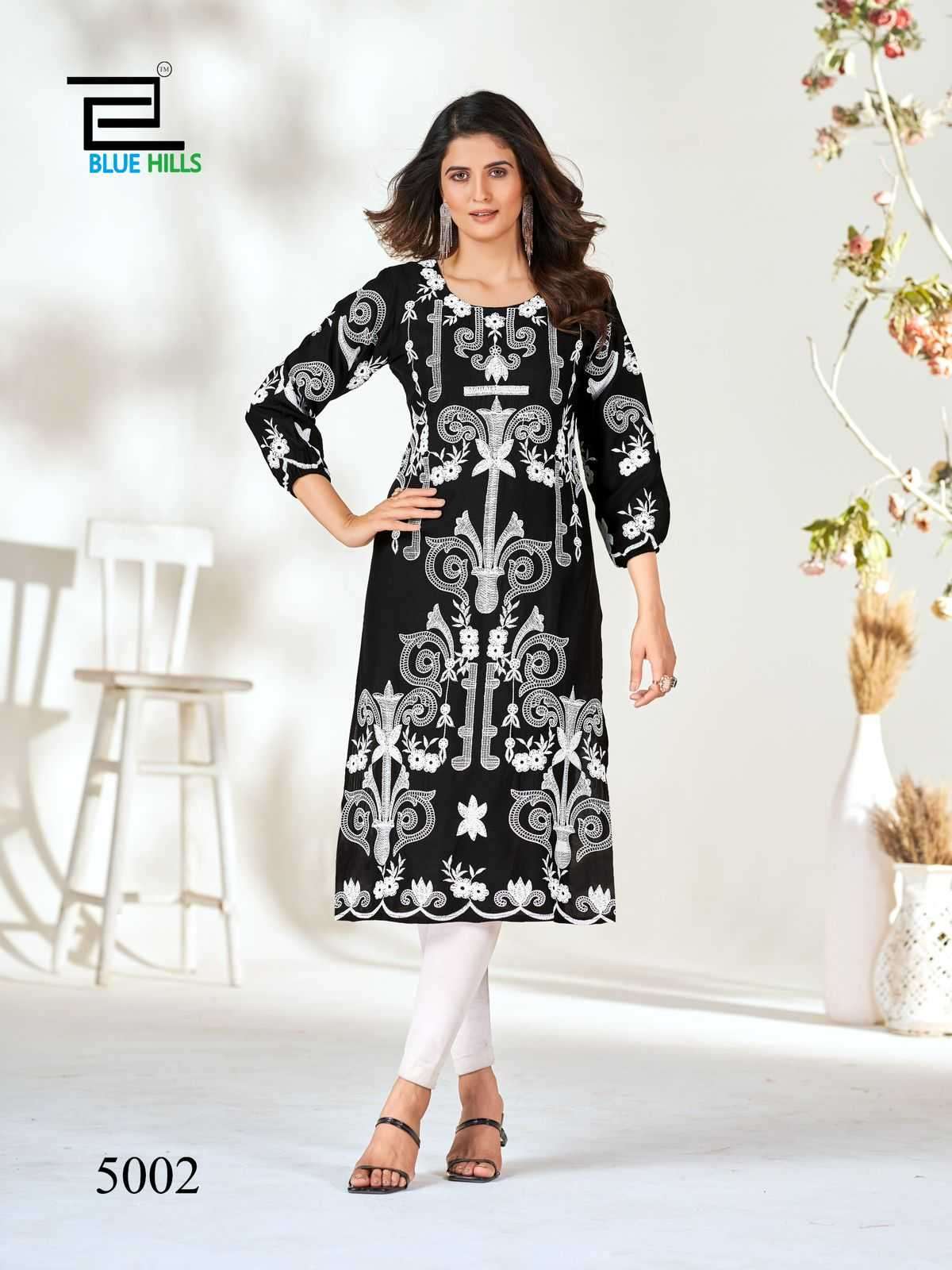 BLUE HILLS PRESENTS KIARA VOL-5 FANCY LUCKNAVI WORK WITH BALLOON SLEEVES FULL STITCH KURTI CATALOG WHOLESALER AND EXPORTER IN SURAT