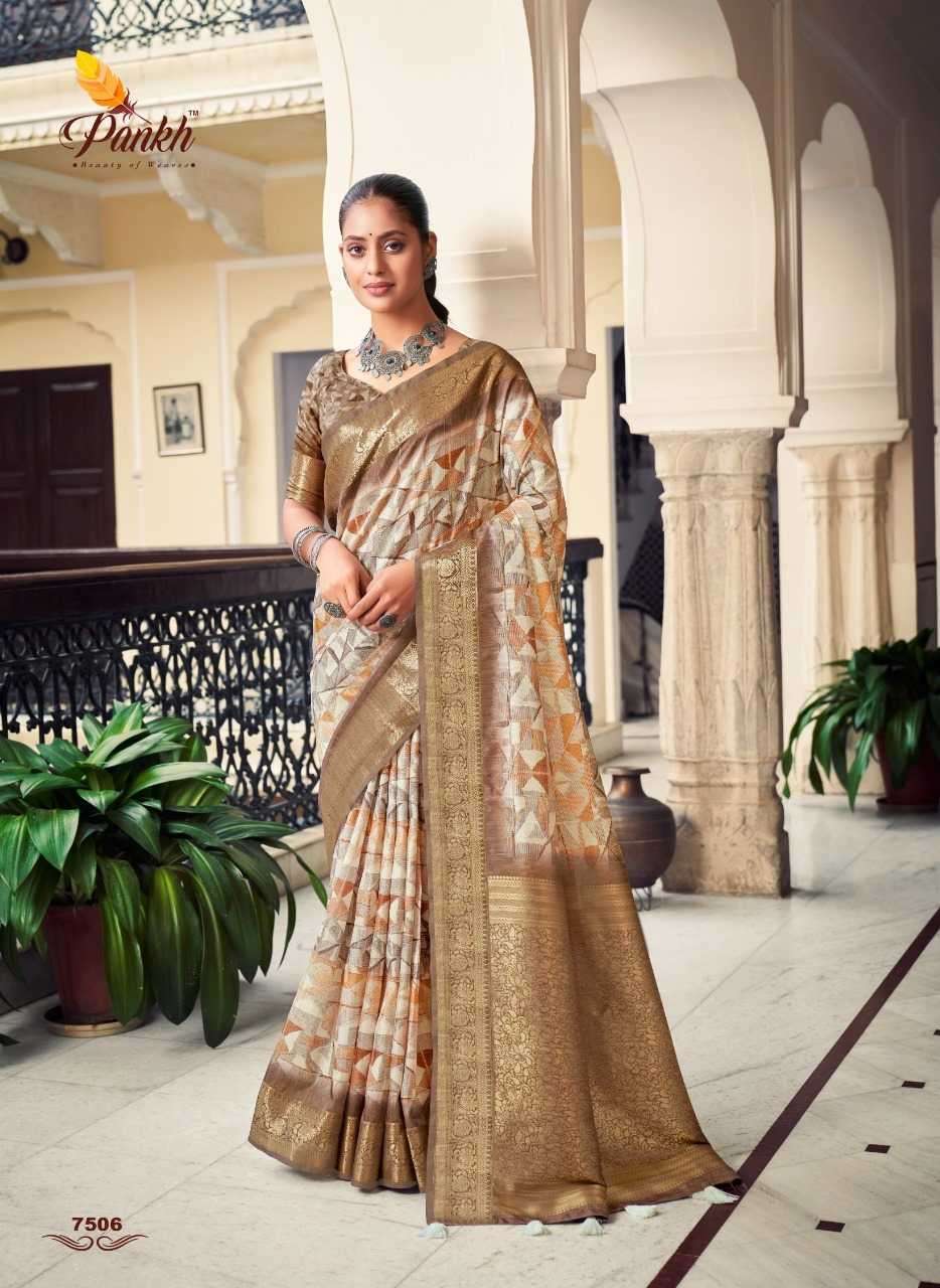 PANKH PRESENTS SPARKING BEAUTY MAHAK SILK BASE SAREE EXPORTS CATALOG WHOLESALER AND EXPORTER IN SURAT