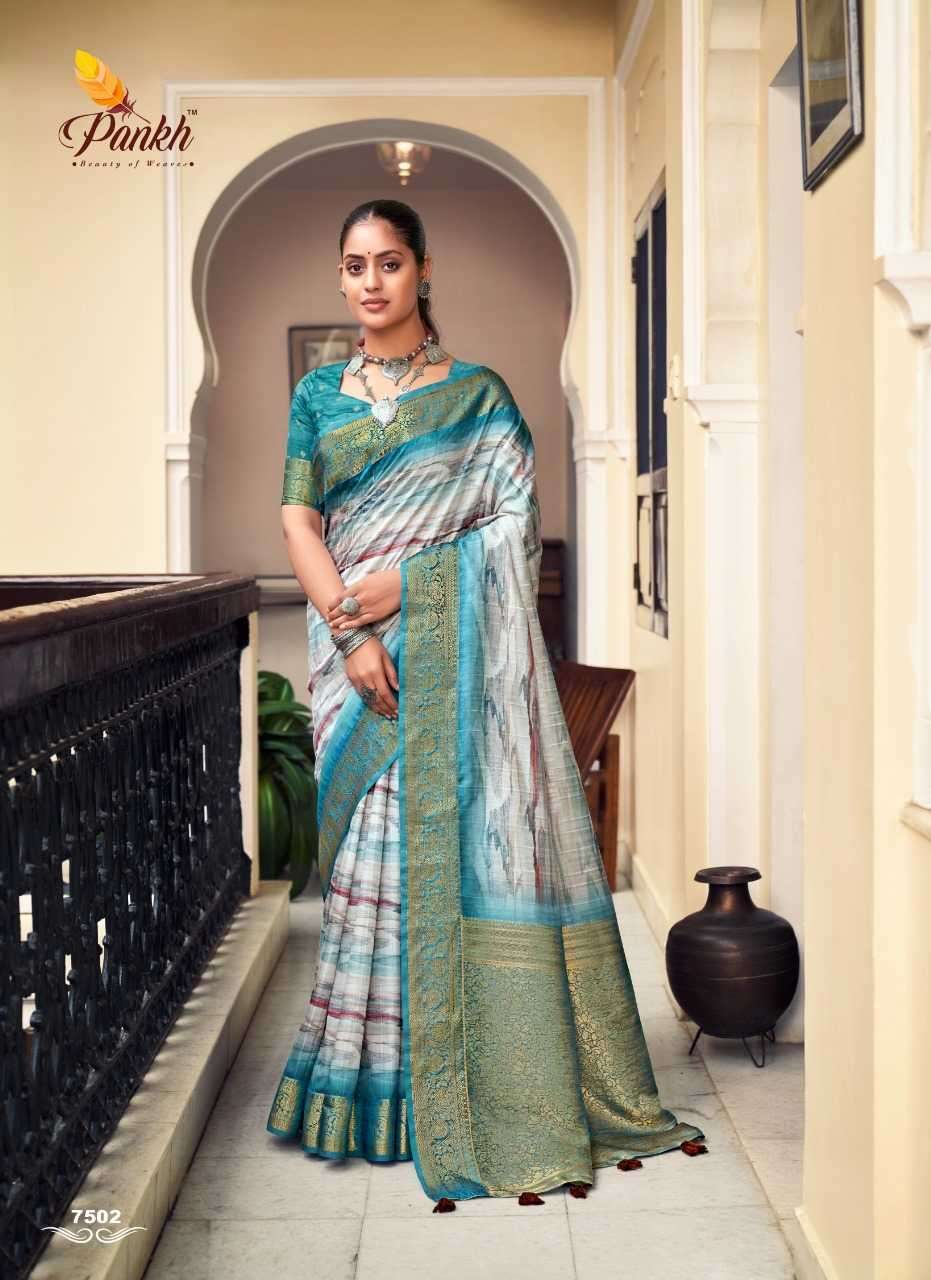 PANKH PRESENTS SPARKING BEAUTY MAHAK SILK BASE SAREE EXPORTS CATALOG WHOLESALER AND EXPORTER IN SURAT