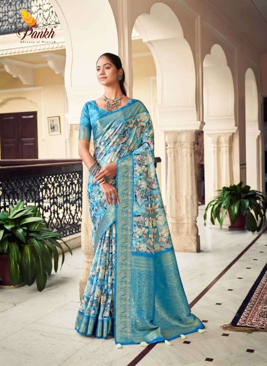 PANKH PRESENTS SPARKING BEAUTY MAHAK SILK BASE SAREE EXPORTS CATALOG WHOLESALER AND EXPORTER IN SURAT