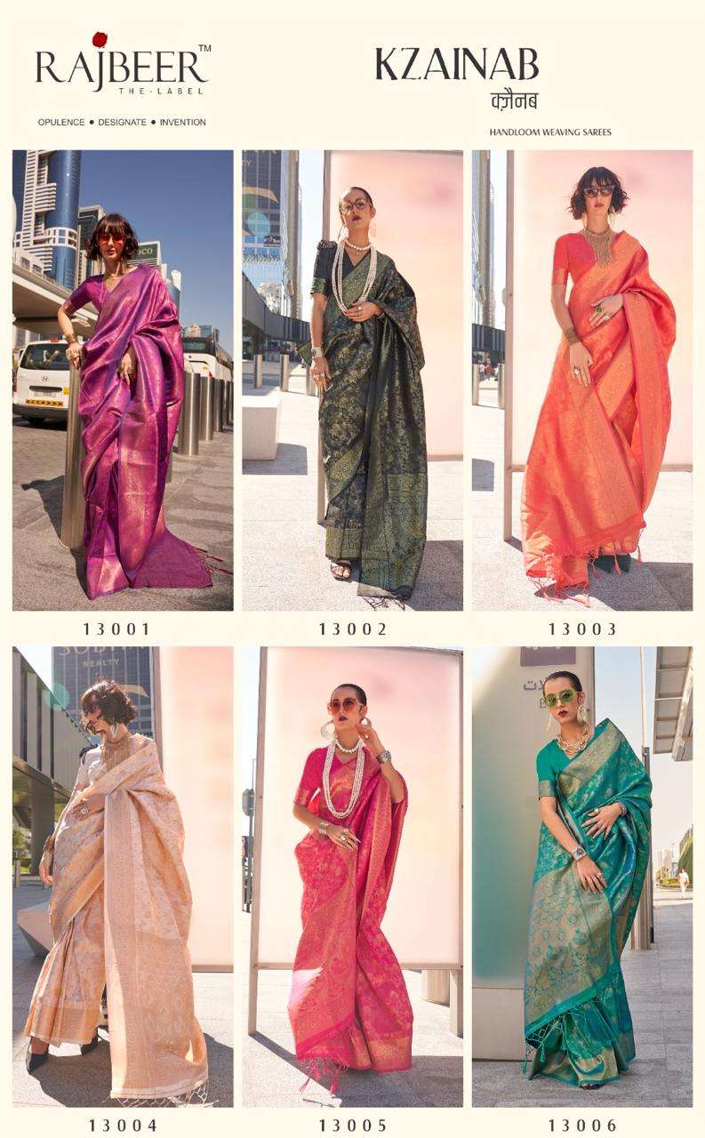 RAJBEER PRESENTS KZAINAB SOFT HANDLOOM WEAVING SAREES CATALOG WHOLESALER AND EXPORTER IN SURAT