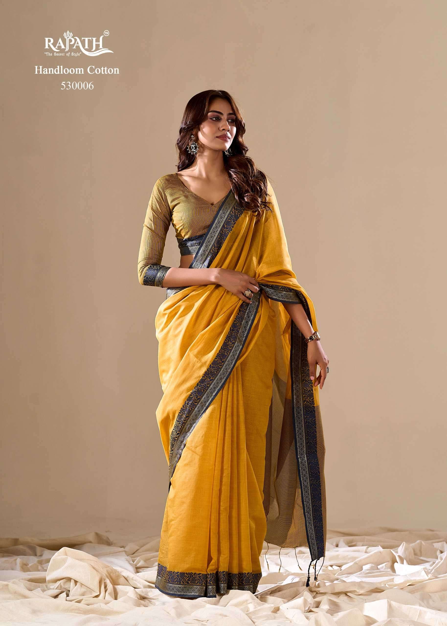 RAJPATH PRESENTS ABHILASHA SILK FANCY WEAR HANDLOOM COTTON SAREE CATALOG WHOLESALER AND EXPORTER IN SURAT