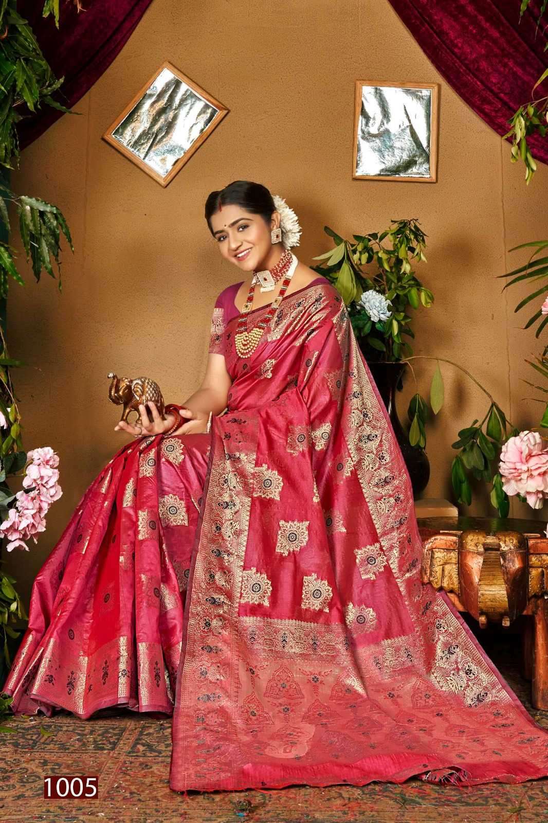 Saroj presents haar shringar vol-1 organza silk sarees catalog wholesaler 