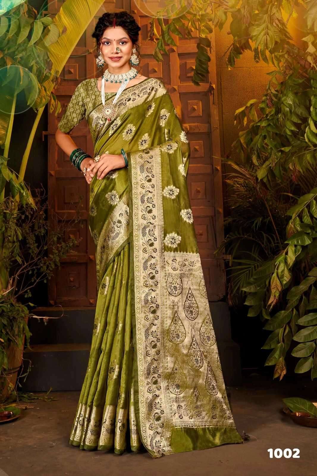 Saroj presents haar shringar vol-3 organza sarees catalog wholesaler 
