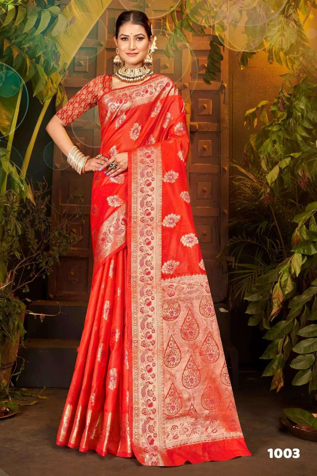 Saroj presents haar shringar vol-3 organza sarees catalog wholesaler 