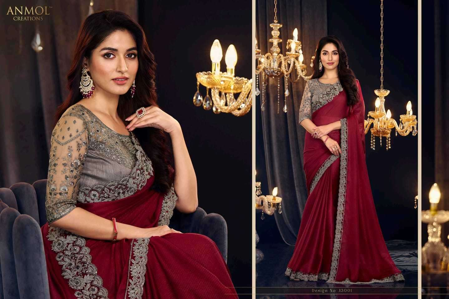 ANMOL CREATION PRESENTS  ELEGANCE VOL-18 13001-13014 WEDDING SAREES CATALOG WHOLESALE EXPORTER 