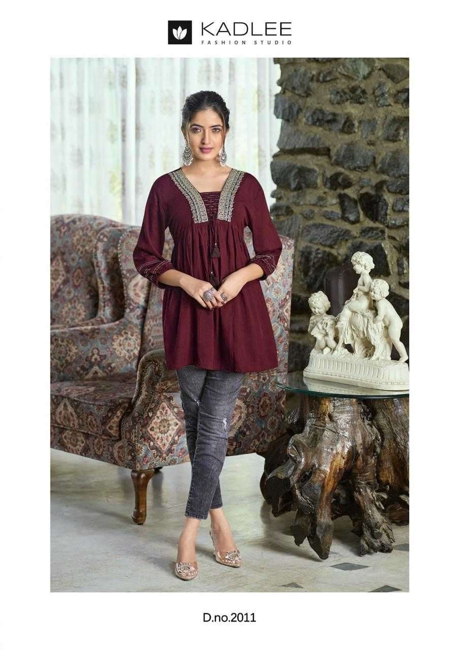 KADLEE PRESENTS PRESENTS CENTURI VOL-2 READYMADE STYLISH OUTFIT SHORT KURTI CATALOG WHOLESALER AND EXPORTER IN SURAT 