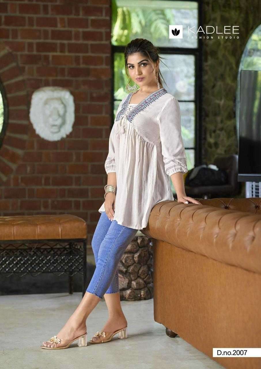 KADLEE PRESENTS PRESENTS CENTURI VOL-2 READYMADE STYLISH OUTFIT SHORT KURTI CATALOG WHOLESALER AND EXPORTER IN SURAT 