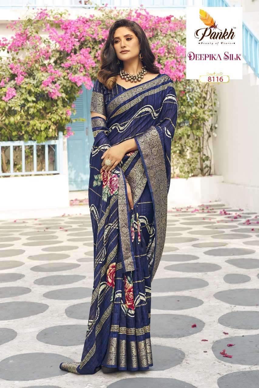 PANKH PRESENTS DEEPIKA SILK HIT DESIGN MUNGA SILK PRINTED SAREES CATALOG WHOLESALER AND EXPORTER IN SURAT
