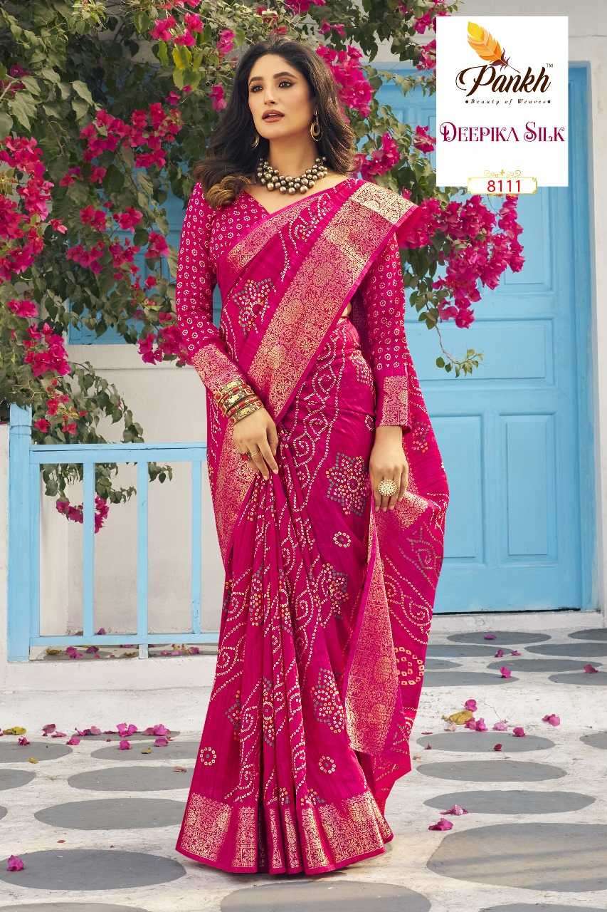 PANKH PRESENTS DEEPIKA SILK HIT DESIGN MUNGA SILK PRINTED SAREES CATALOG WHOLESALER AND EXPORTER IN SURAT