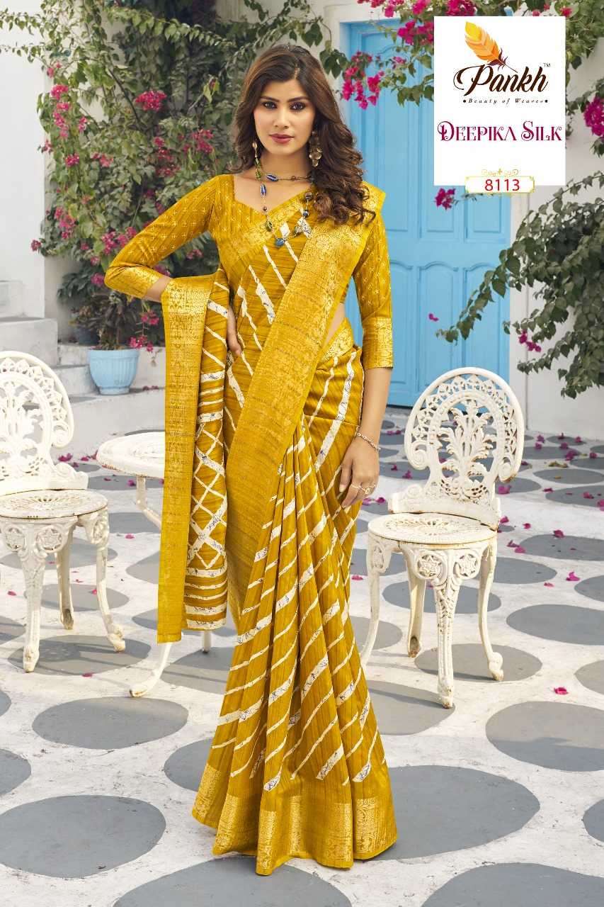 PANKH PRESENTS DEEPIKA SILK HIT DESIGN MUNGA SILK PRINTED SAREES CATALOG WHOLESALER AND EXPORTER IN SURAT