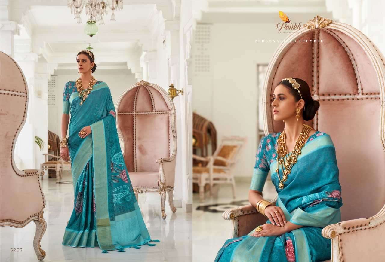 PANKH PRESENTS NAMAMI HIT DESIGNER FANCY SATIN SILK SAREES CATALOG WHOLESALER EXPORTER IN SURAT