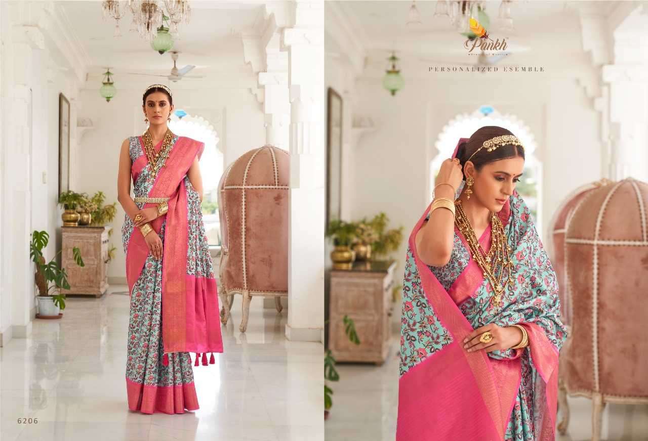 PANKH PRESENTS NAMAMI HIT DESIGNER FANCY SATIN SILK SAREES CATALOG WHOLESALER EXPORTER IN SURAT