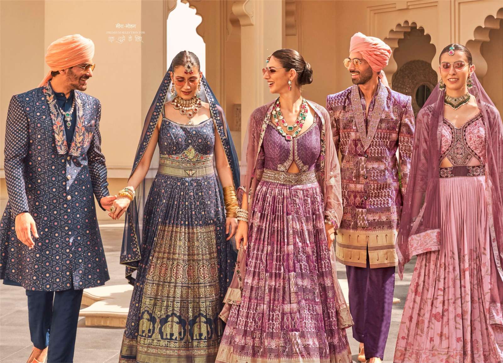 REWAA PRESENTS MEERA MOHAN DESIGNER MATCHING LEHNGHA CHOLI AND SHERVANI CATALOG WHOLESALER AND EXPORTER IN SURAT 