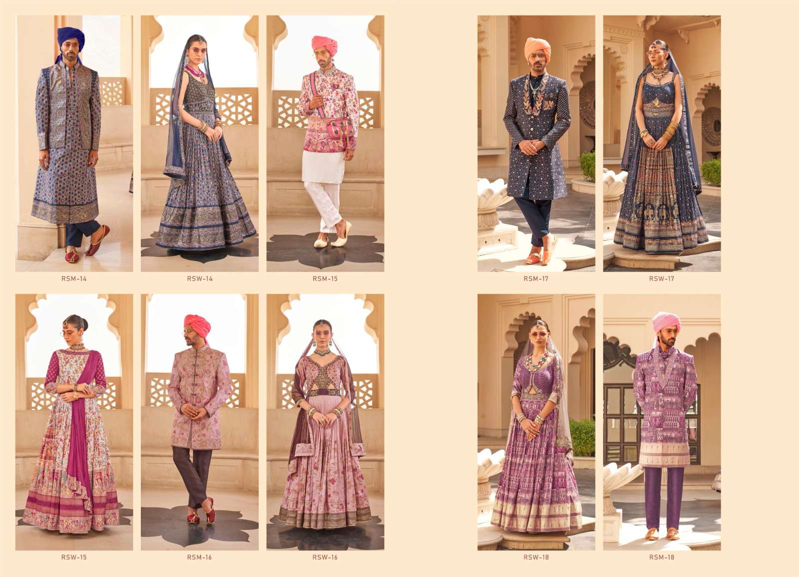 REWAA PRESENTS MEERA MOHAN DESIGNER MATCHING LEHNGHA CHOLI AND SHERVANI CATALOG WHOLESALER AND EXPORTER IN SURAT 