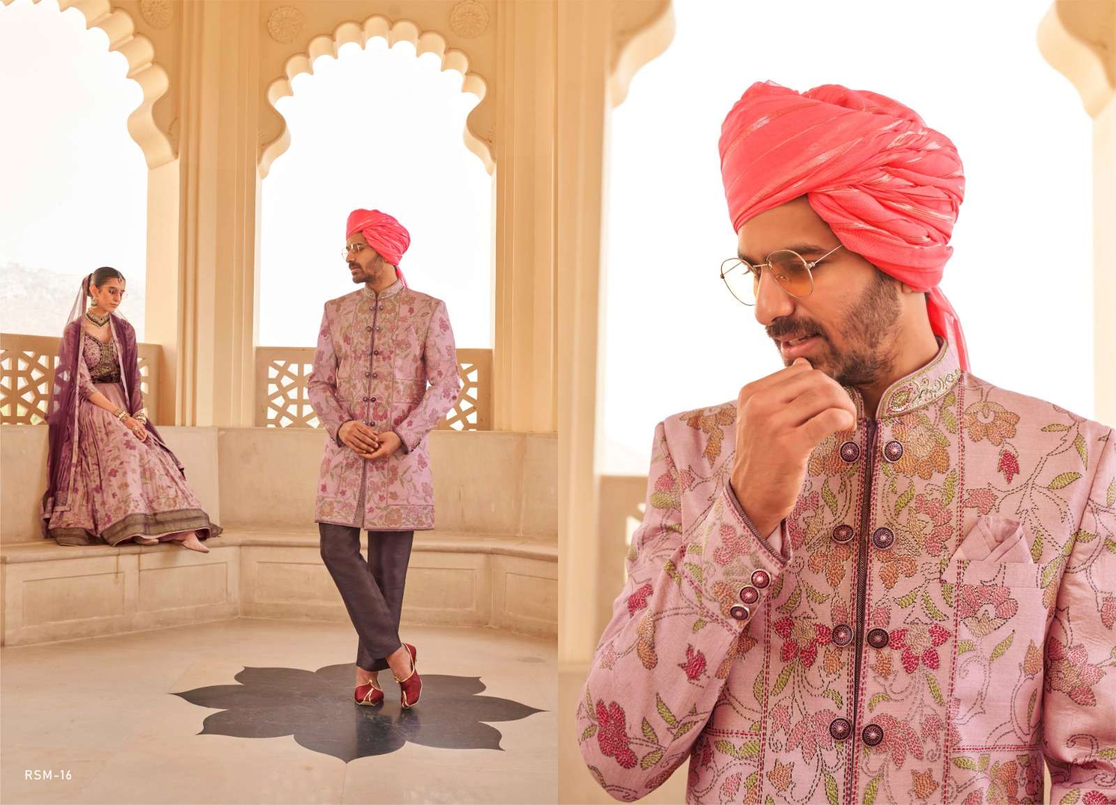 REWAA PRESENTS MEERA MOHAN DESIGNER MATCHING LEHNGHA CHOLI AND SHERVANI CATALOG WHOLESALER AND EXPORTER IN SURAT 