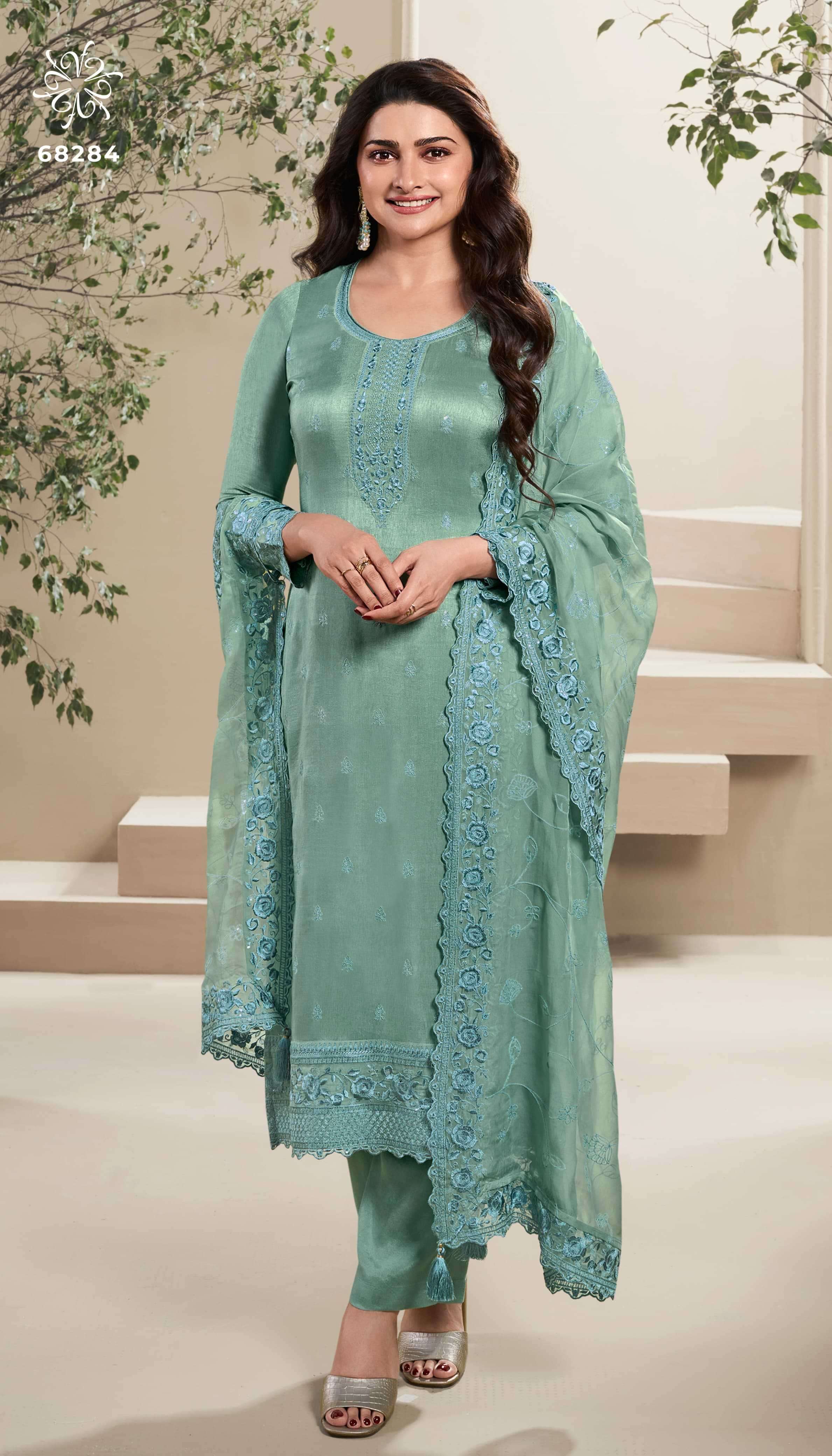VINAY FASHION PRESENTS KULEESH NUTAN TRADITIONAL WEAR THREAD WORK DOLA SILK SALWAR SUIT CATALOG WHOLESALER AND EXPORTER IN SURAT