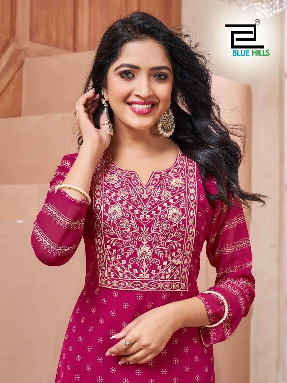 BLUE HILLS PRESENTS LAKME FASHIONABLE READYMADE GEORGETTE KURTI CATALOG WHOLESALER AND EXPORTER IN SURAT