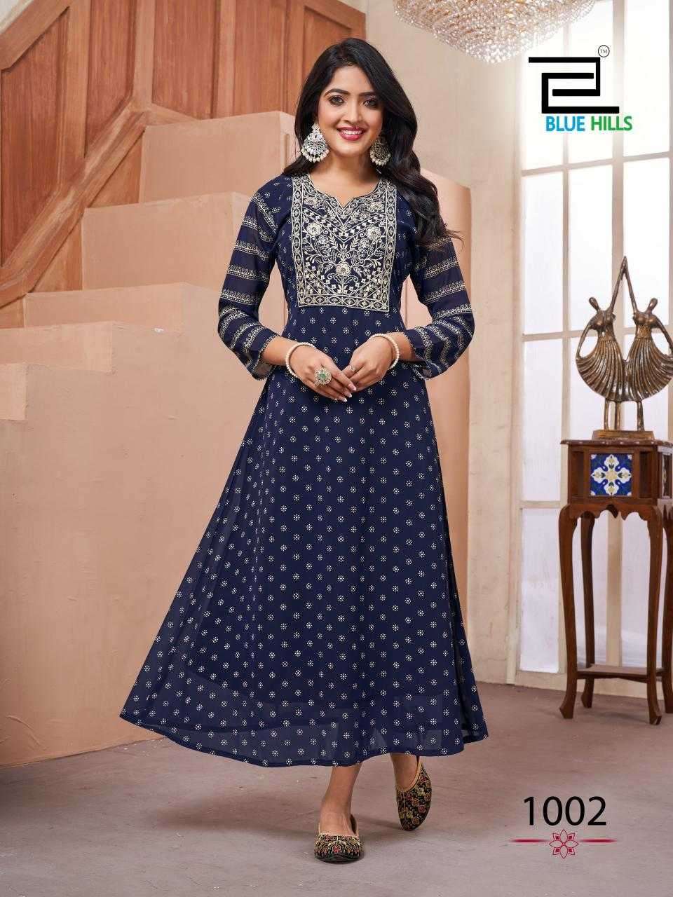 BLUE HILLS PRESENTS LAKME FASHIONABLE READYMADE GEORGETTE KURTI CATALOG WHOLESALER AND EXPORTER IN SURAT