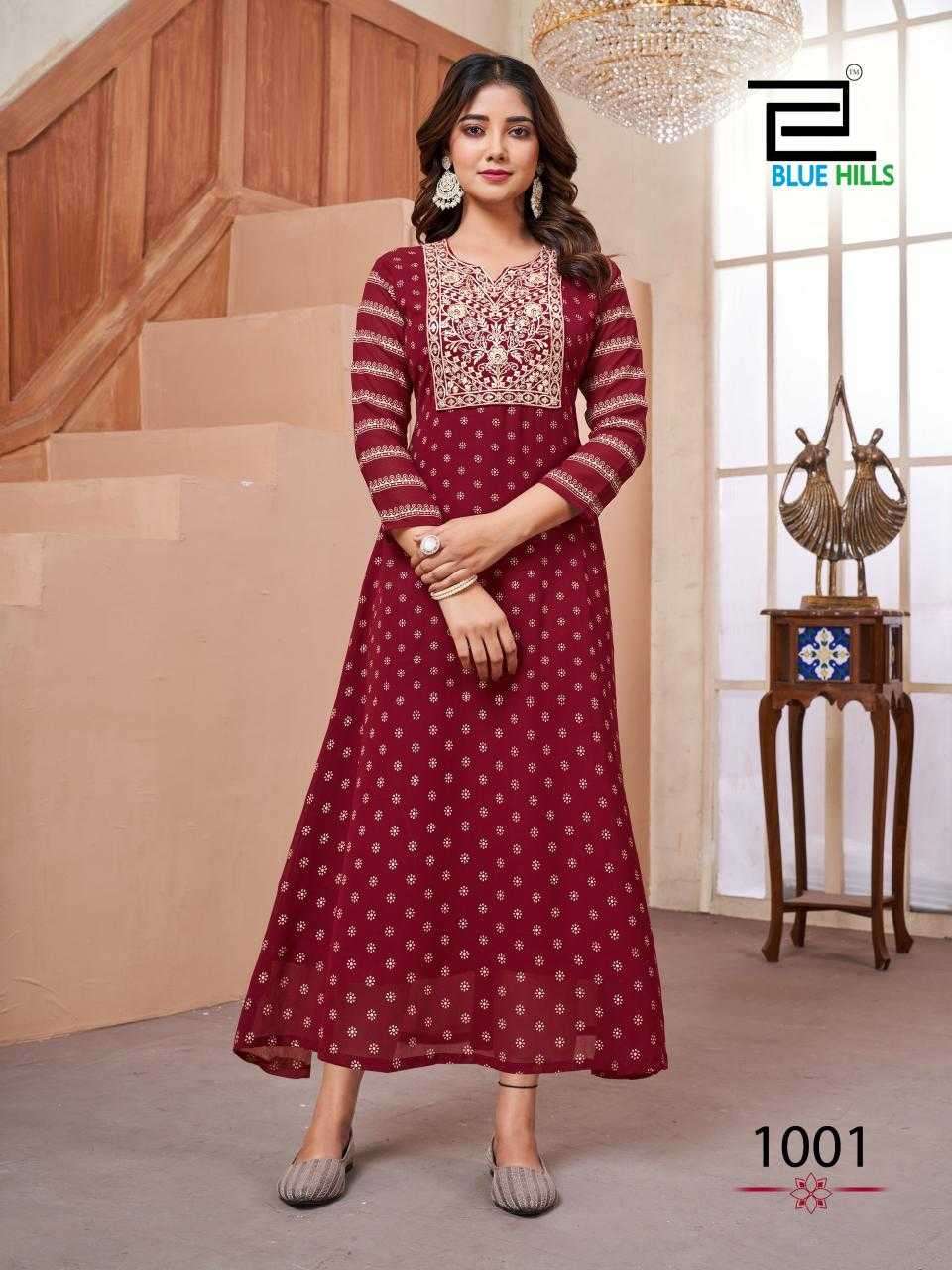 BLUE HILLS PRESENTS LAKME FASHIONABLE READYMADE GEORGETTE KURTI CATALOG WHOLESALER AND EXPORTER IN SURAT