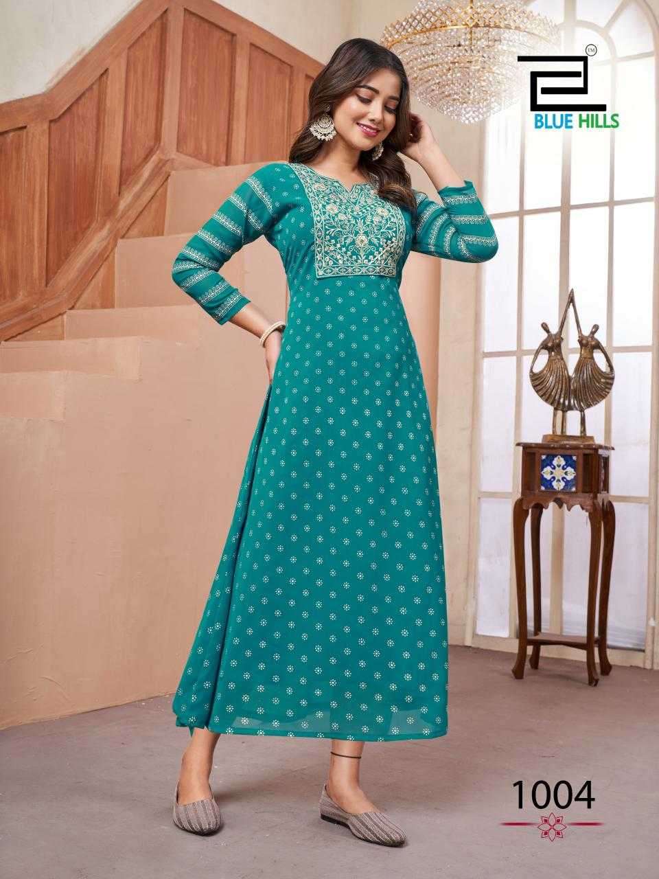 BLUE HILLS PRESENTS LAKME FASHIONABLE READYMADE GEORGETTE KURTI CATALOG WHOLESALER AND EXPORTER IN SURAT