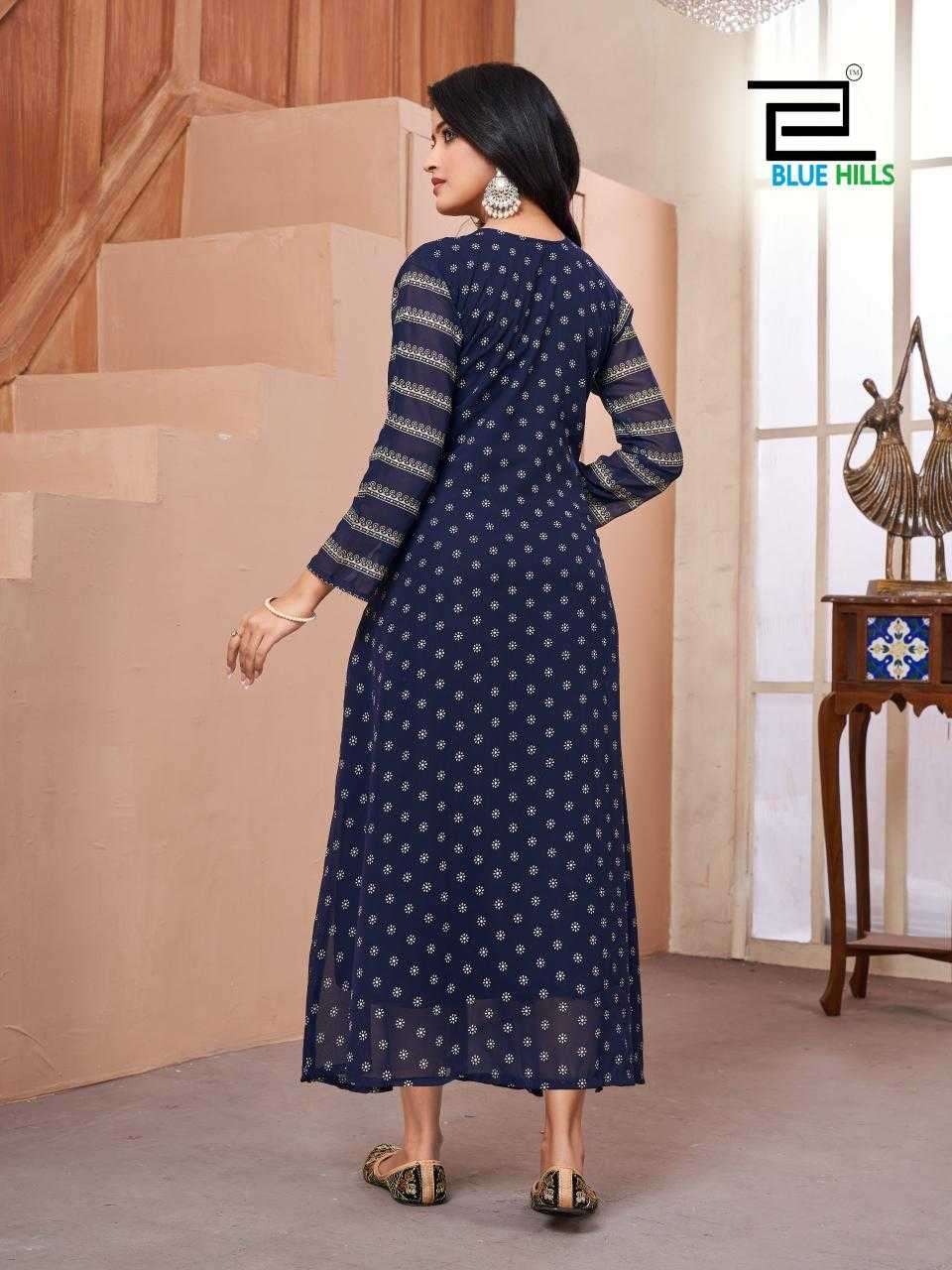 BLUE HILLS PRESENTS LAKME FASHIONABLE READYMADE GEORGETTE KURTI CATALOG WHOLESALER AND EXPORTER IN SURAT