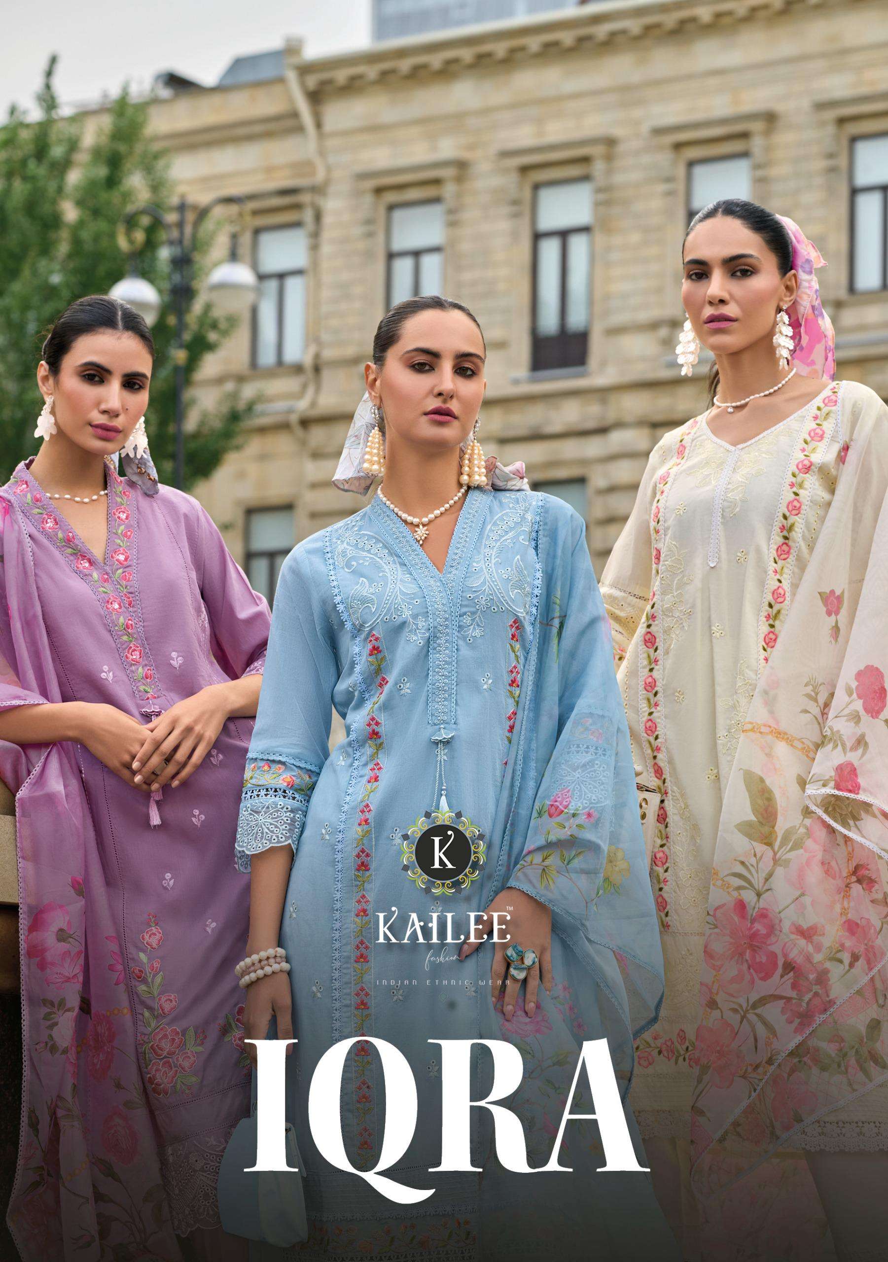 KAILEE FASHION PRESENT IQRA BEAUTIFUL DESIGNER KURTI WITH PANT AND DUPATTA CATALOGUE WHOLESALER AND EXPORTER IN SURAT