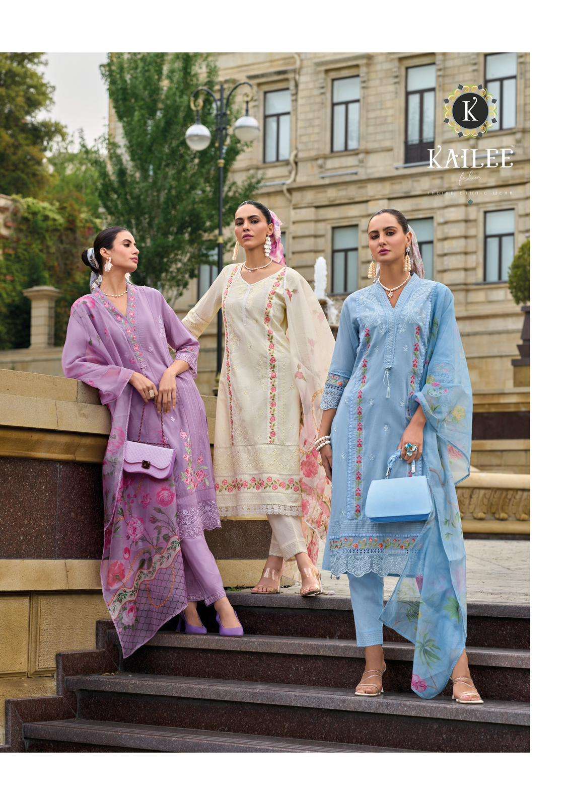 KAILEE FASHION PRESENT IQRA BEAUTIFUL DESIGNER KURTI WITH PANT AND DUPATTA CATALOGUE WHOLESALER AND EXPORTER IN SURAT