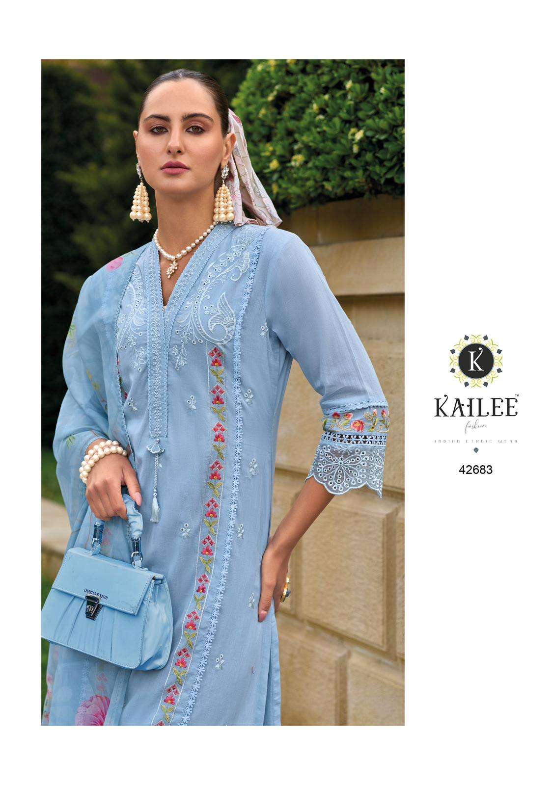 KAILEE FASHION PRESENT IQRA BEAUTIFUL DESIGNER KURTI WITH PANT AND DUPATTA CATALOGUE WHOLESALER AND EXPORTER IN SURAT