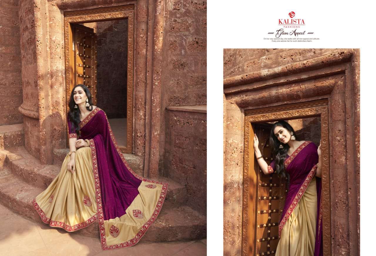 Kalista presents Big Boss vol-2 vichitra silk border concept sarees catalog wholesaler 