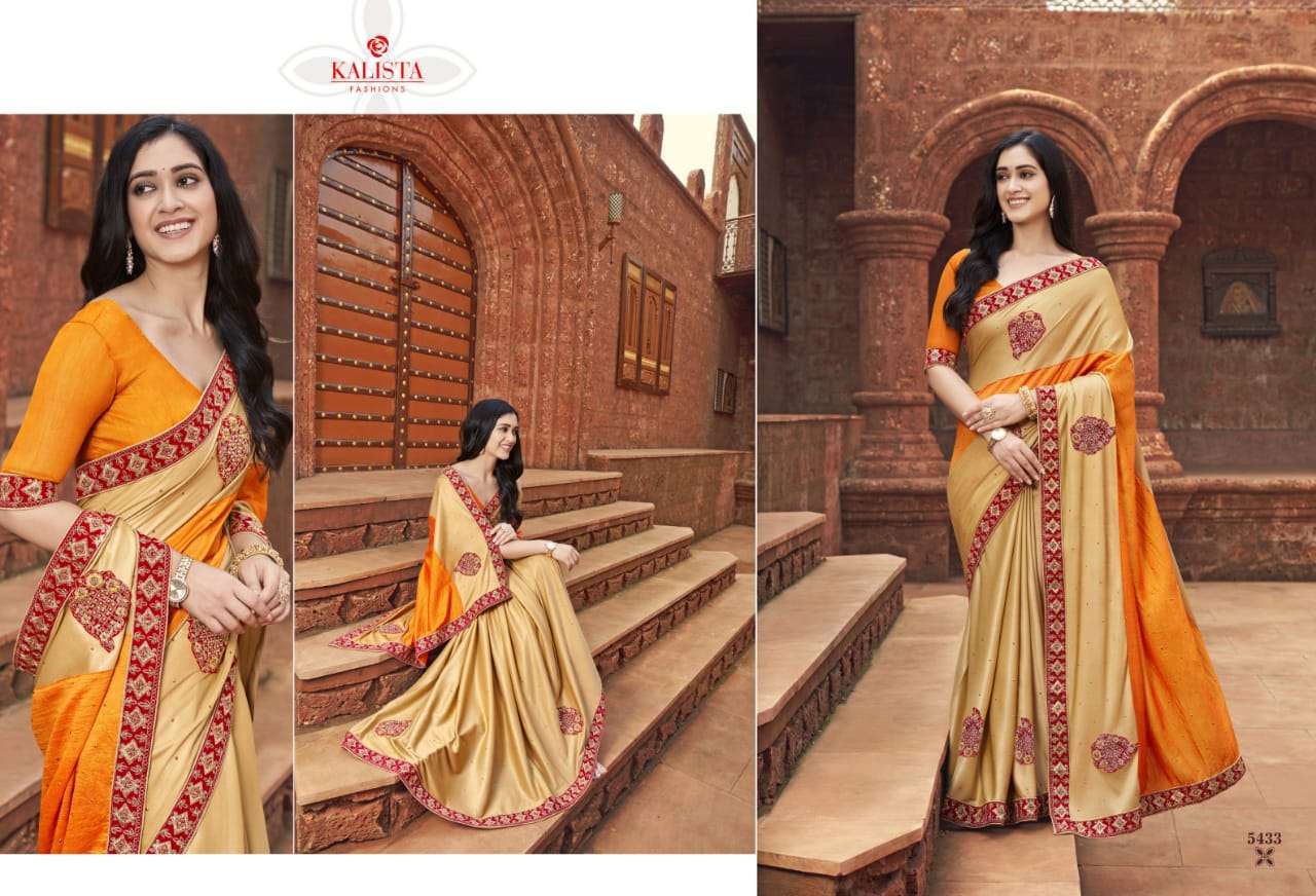 Kalista presents Big Boss vol-2 vichitra silk border concept sarees catalog wholesaler 