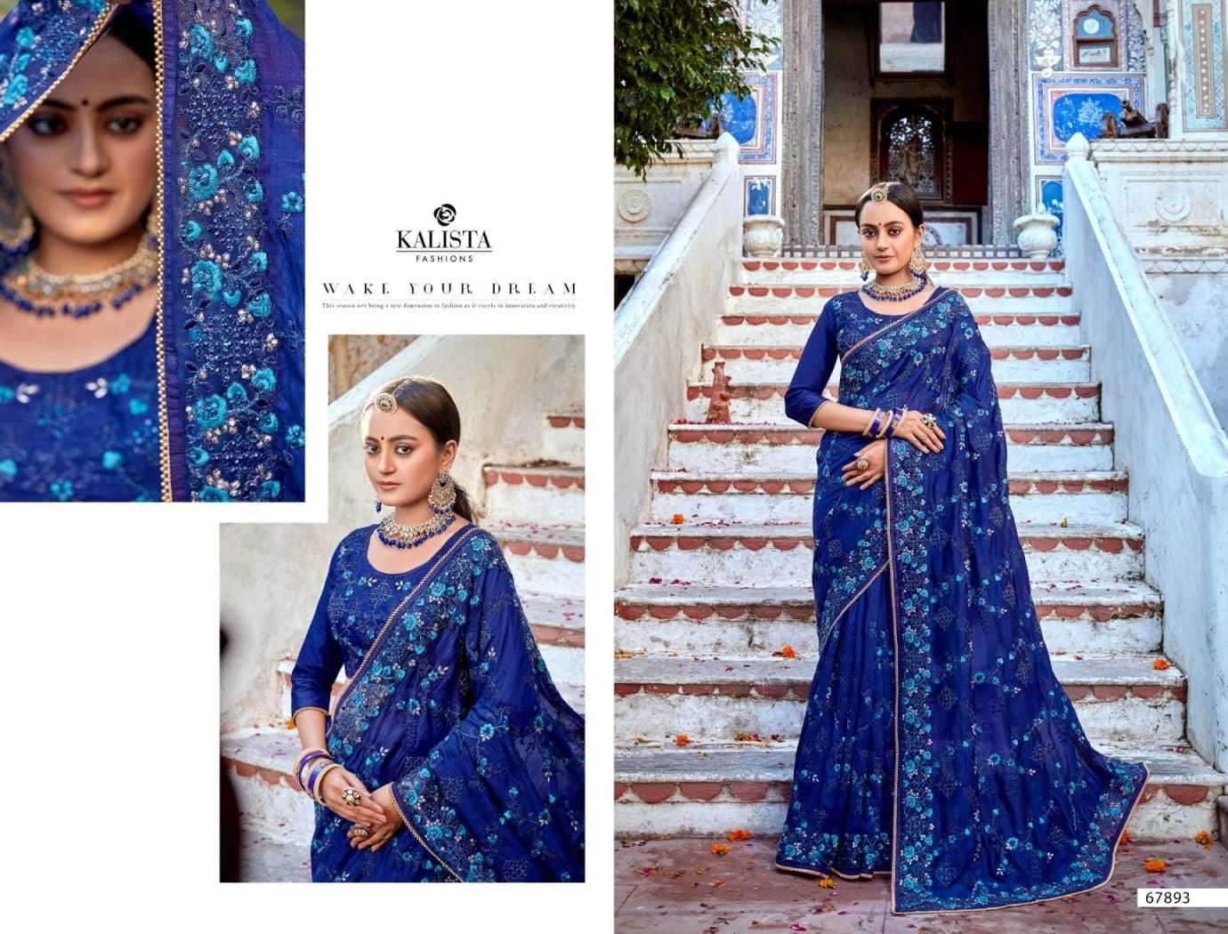 Kalista presents Mallika gold vol-4 Blooming chiffon party wear sarees catalog collection 