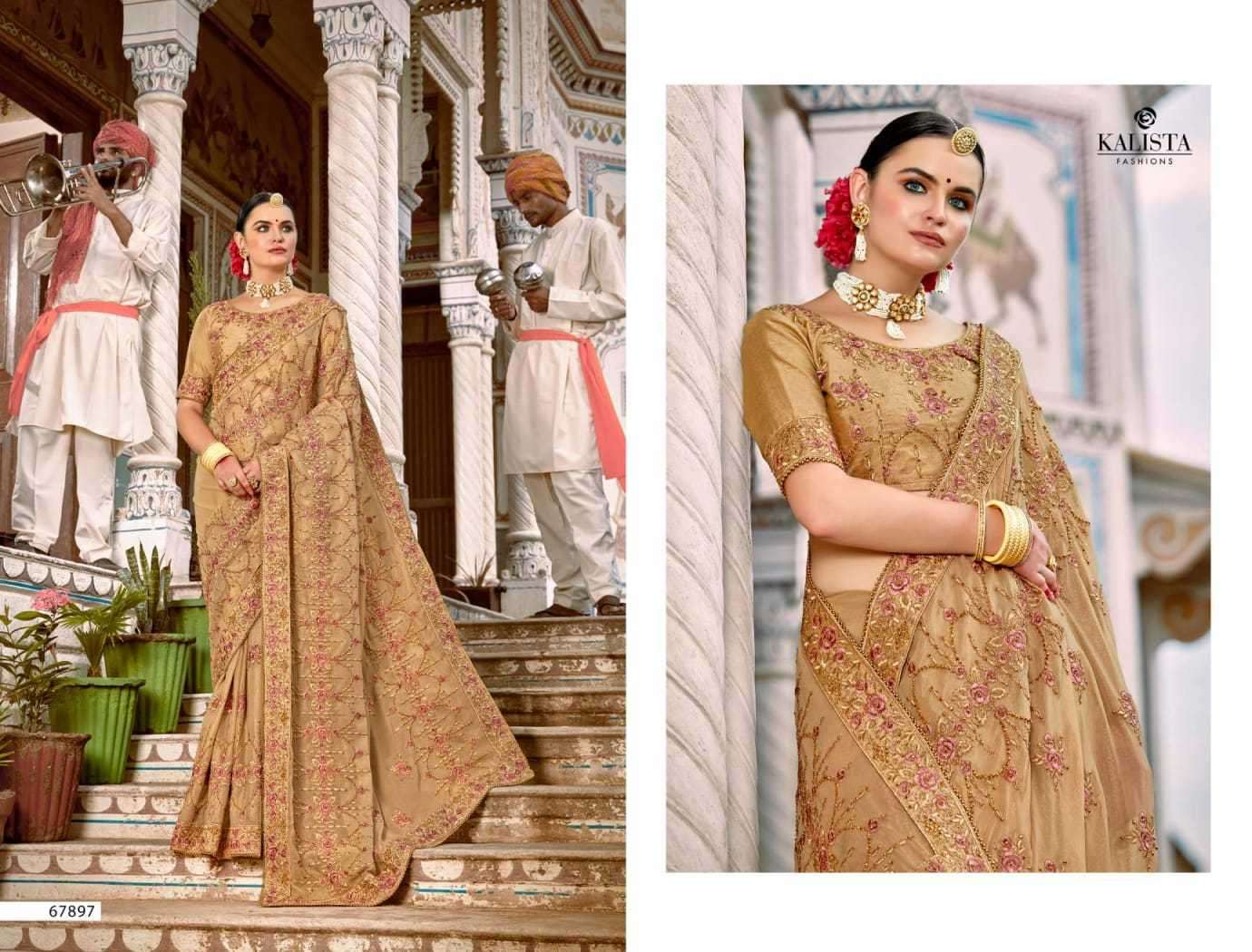 Kalista presents Mallika gold vol-4 Blooming chiffon party wear sarees catalog collection 