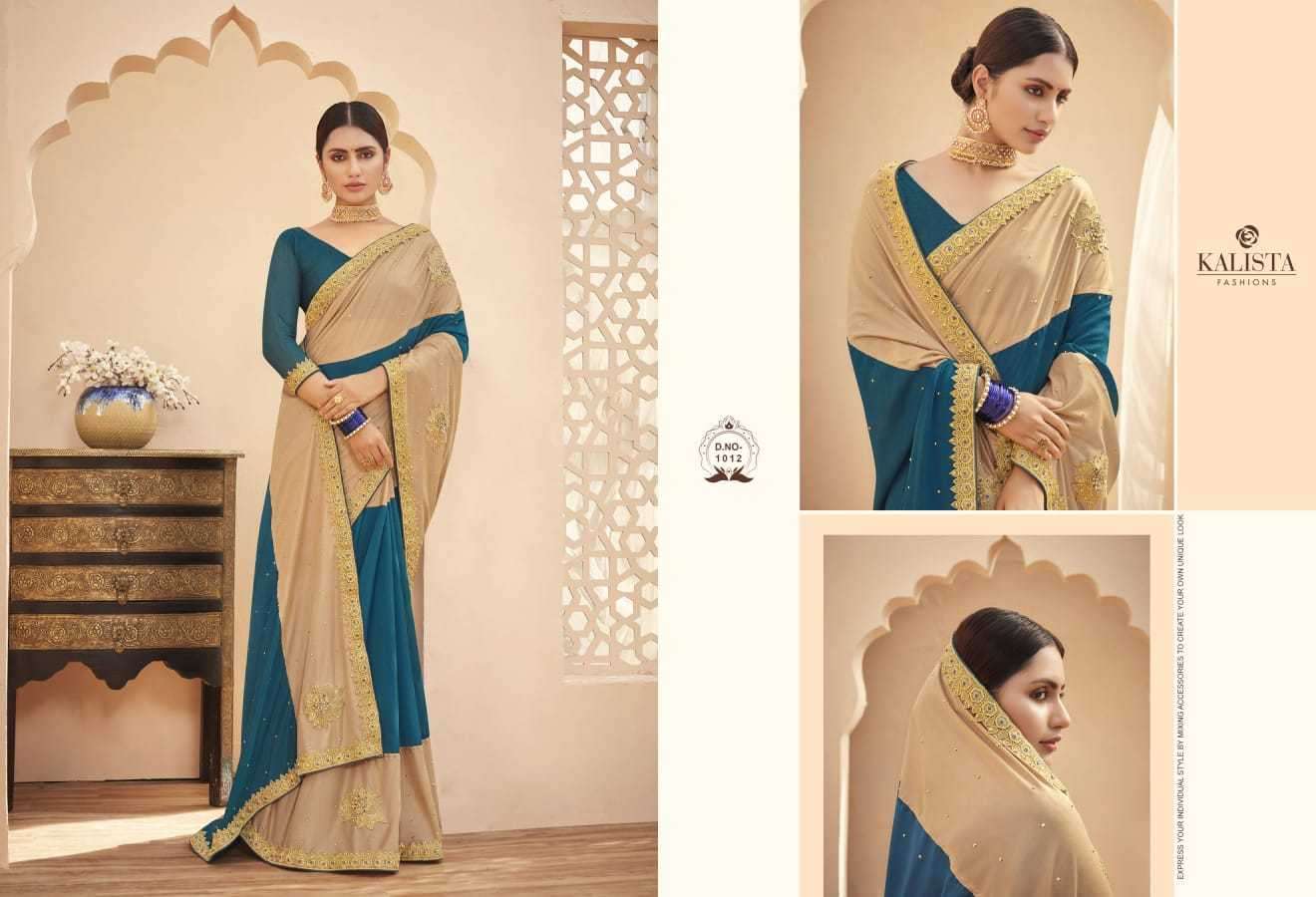 KALISTA PRESENTS TIMEX 1011-1018 SERIES FANCY DAILY WEAR VICHITRA SAREE CATALOG WHOLESALER AND EXPORTER IN SURAT