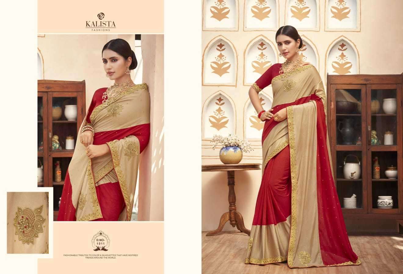 KALISTA PRESENTS TIMEX 1011-1018 SERIES FANCY DAILY WEAR VICHITRA SAREE CATALOG WHOLESALER AND EXPORTER IN SURAT