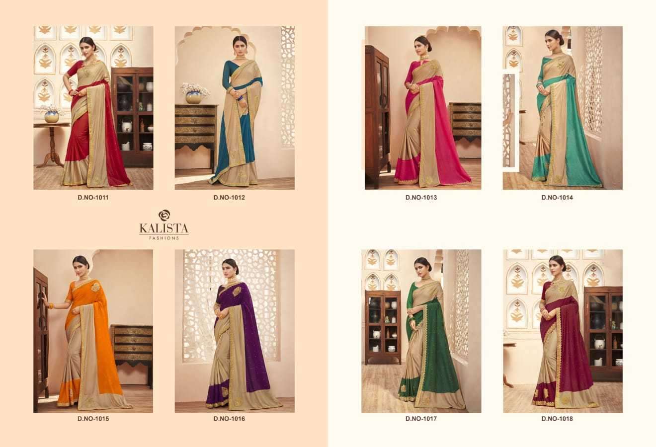 KALISTA PRESENTS TIMEX 1011-1018 SERIES FANCY DAILY WEAR VICHITRA SAREE CATALOG WHOLESALER AND EXPORTER IN SURAT