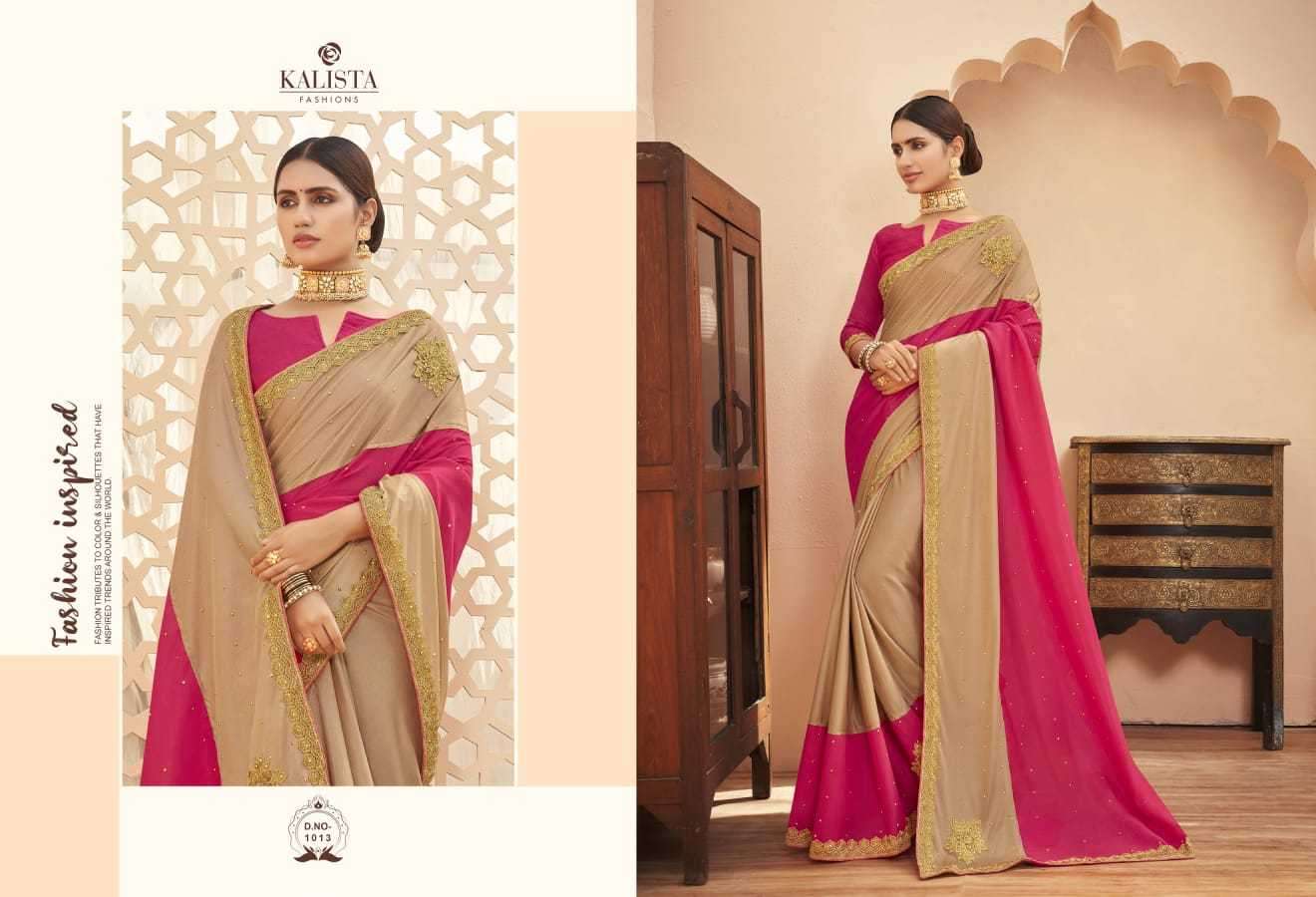 KALISTA PRESENTS TIMEX 1011-1018 SERIES FANCY DAILY WEAR VICHITRA SAREE CATALOG WHOLESALER AND EXPORTER IN SURAT