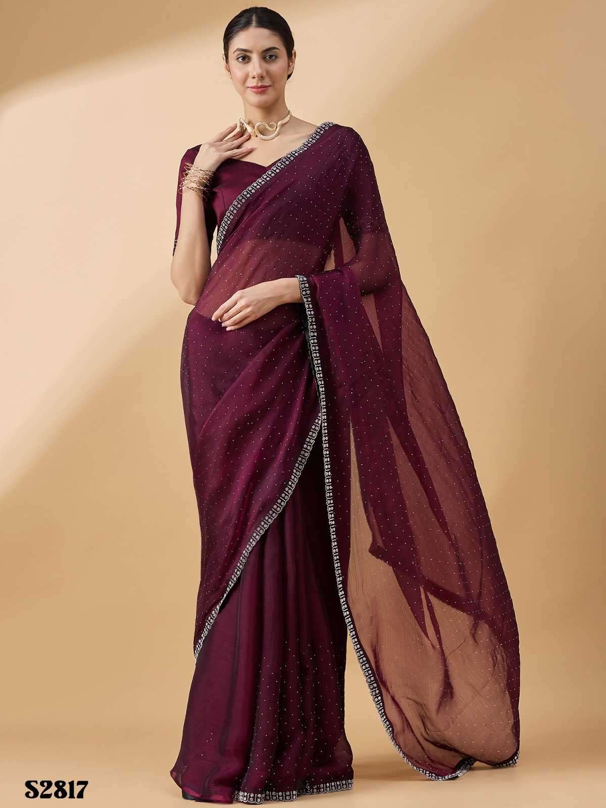 MAHOTSAV PRESENTS RADHA STONE SWAROSKI FANCY WORK ORGANZA CLASSIC LOOK SAREE EXPORTS 