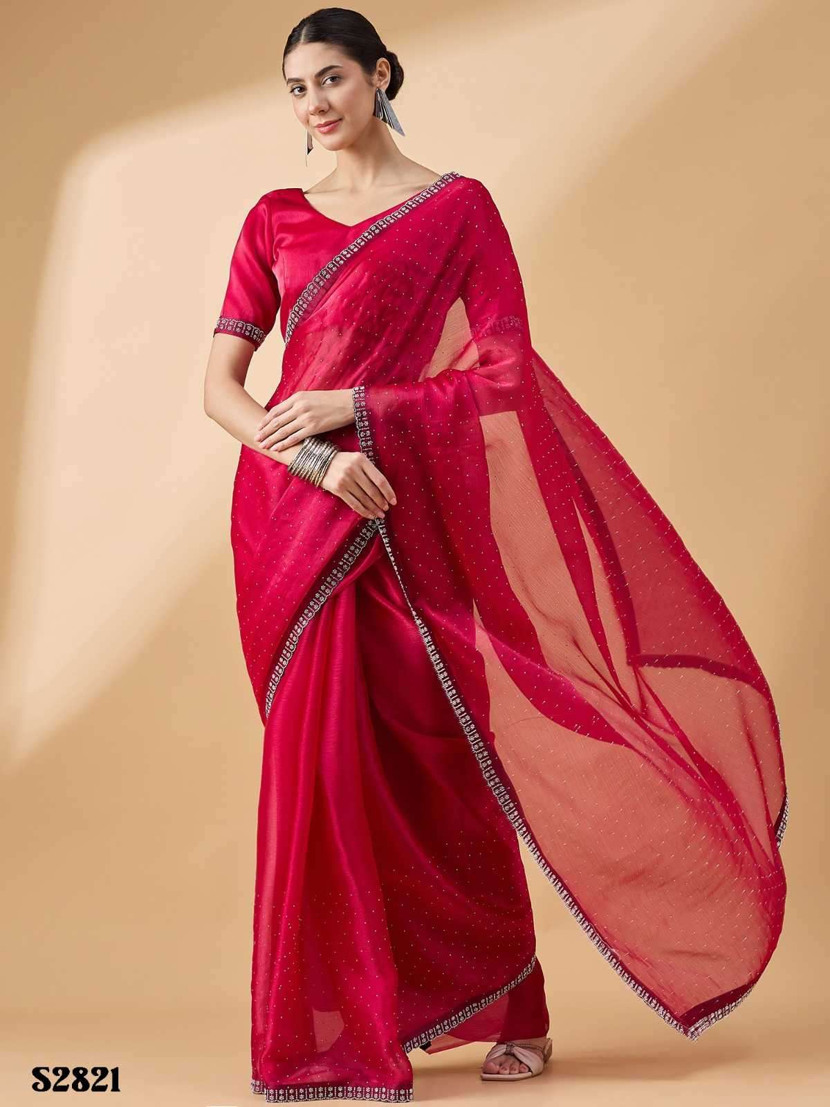 MAHOTSAV PRESENTS RADHA STONE SWAROSKI FANCY WORK ORGANZA CLASSIC LOOK SAREE EXPORTS 