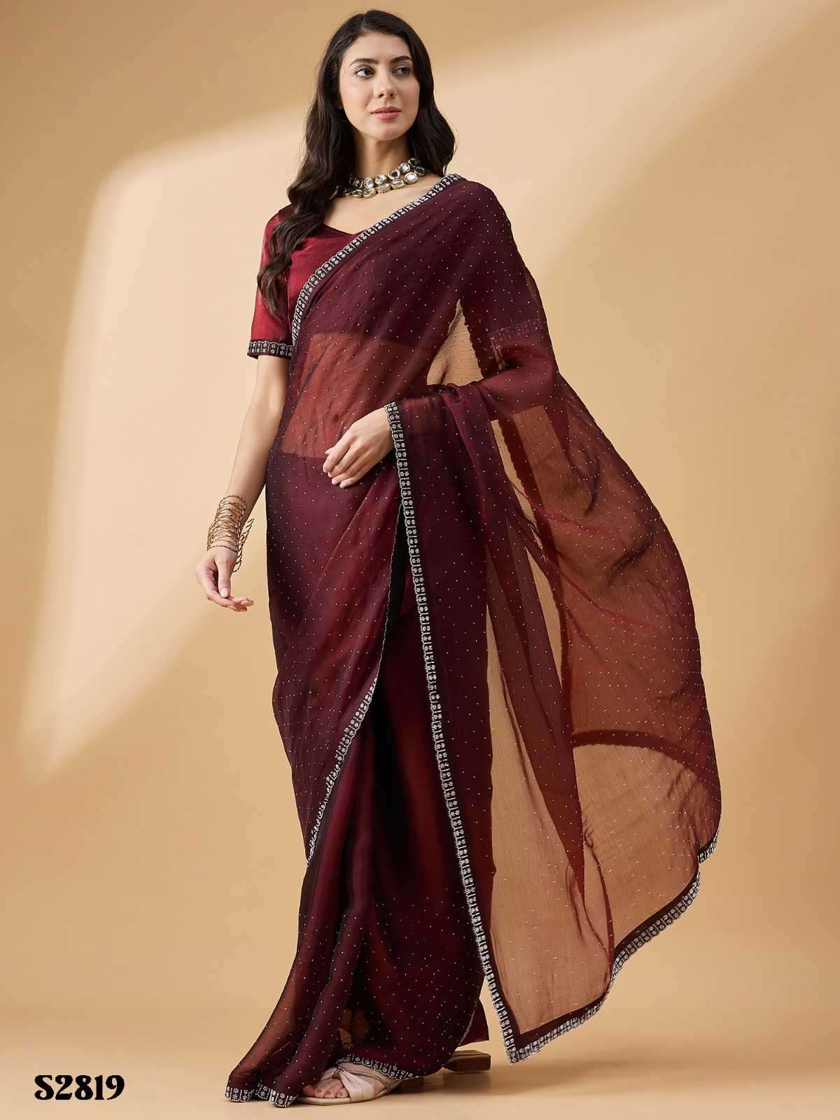 MAHOTSAV PRESENTS RADHA STONE SWAROSKI FANCY WORK ORGANZA CLASSIC LOOK SAREE EXPORTS 