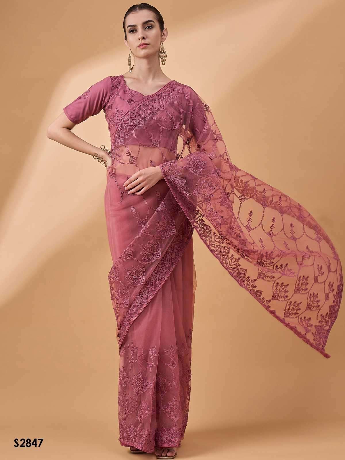MAHOTSAV PRESENTS RADHA VOL-2 NET EMBROIDERED SAREE WITH UNSTITCHED BLOUSE CATALOG WHOLESALER AND EXPORTER IN SURAT