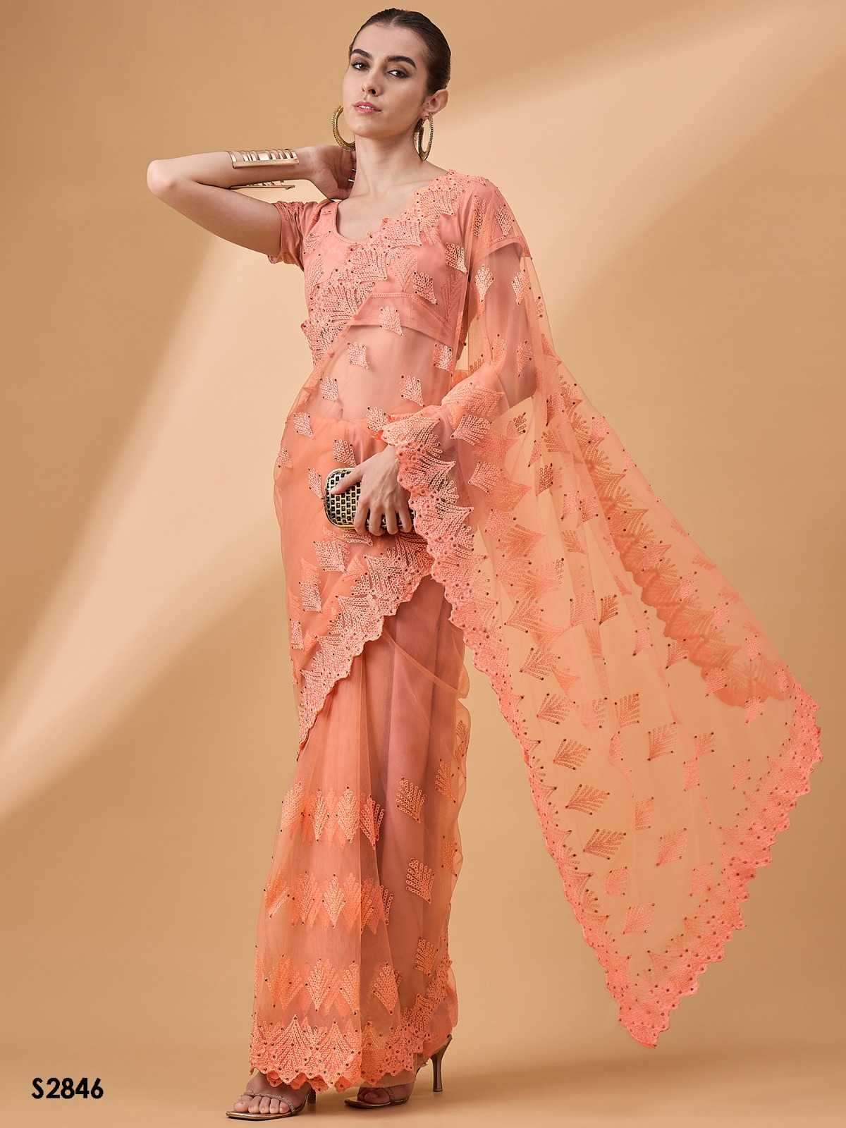 MAHOTSAV PRESENTS RADHA VOL-2 NET EMBROIDERED SAREE WITH UNSTITCHED BLOUSE CATALOG WHOLESALER AND EXPORTER IN SURAT