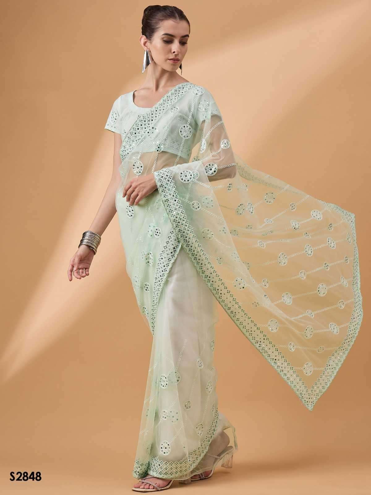 MAHOTSAV PRESENTS RADHA VOL-2 NET EMBROIDERED SAREE WITH UNSTITCHED BLOUSE CATALOG WHOLESALER AND EXPORTER IN SURAT
