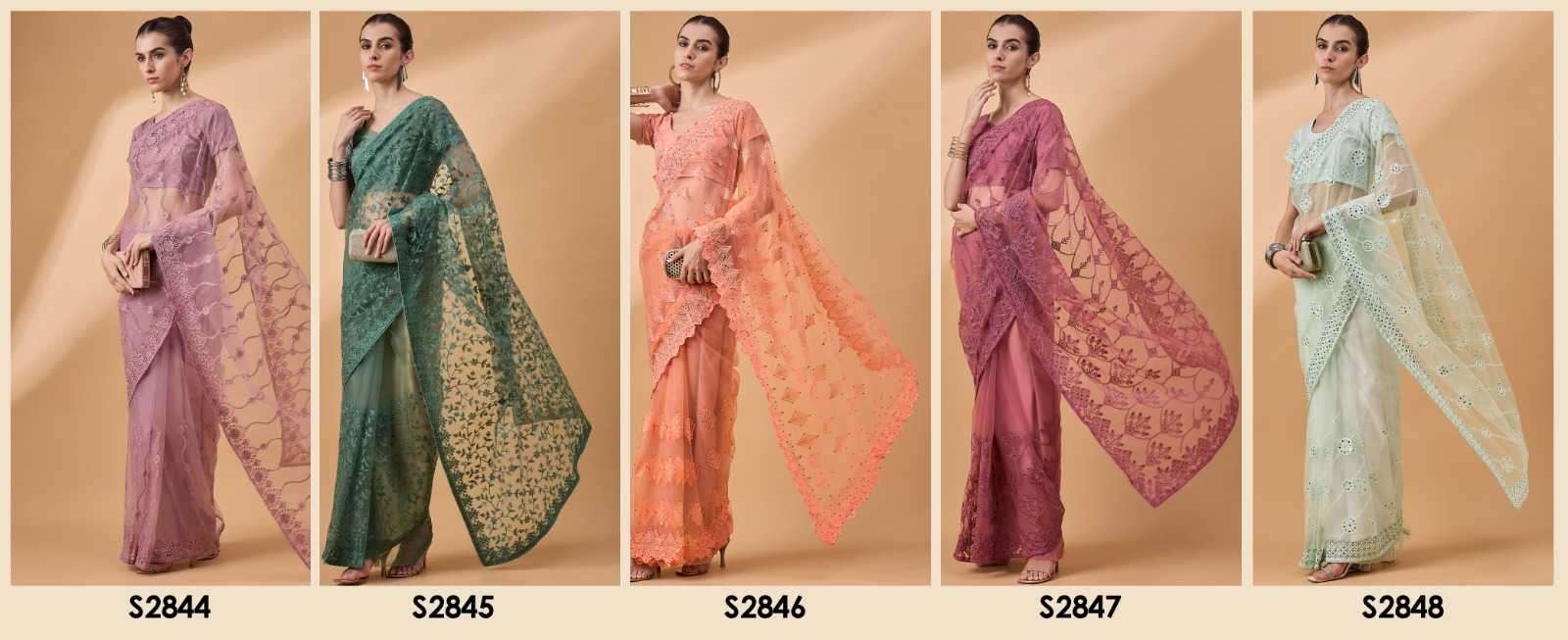 MAHOTSAV PRESENTS RADHA VOL-2 NET EMBROIDERED SAREE WITH UNSTITCHED BLOUSE CATALOG WHOLESALER AND EXPORTER IN SURAT