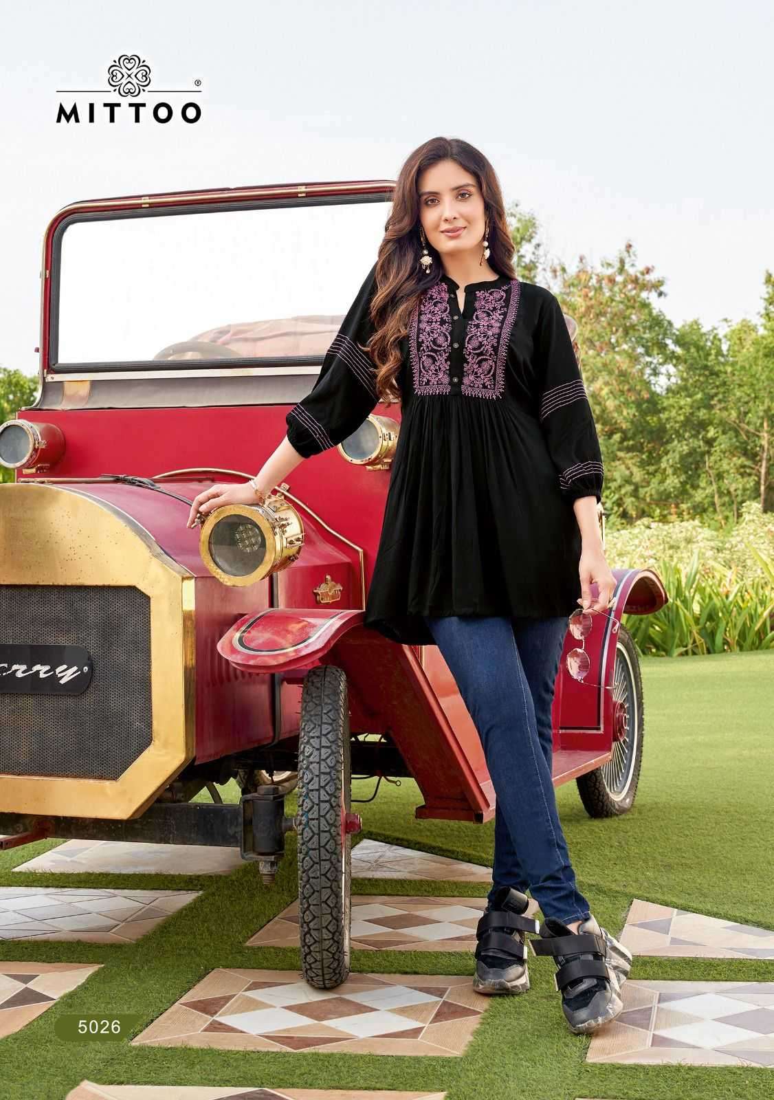 Mittoo presents Victoria vol-5 wrincle Rayon short kurtis catalog wholesaler 