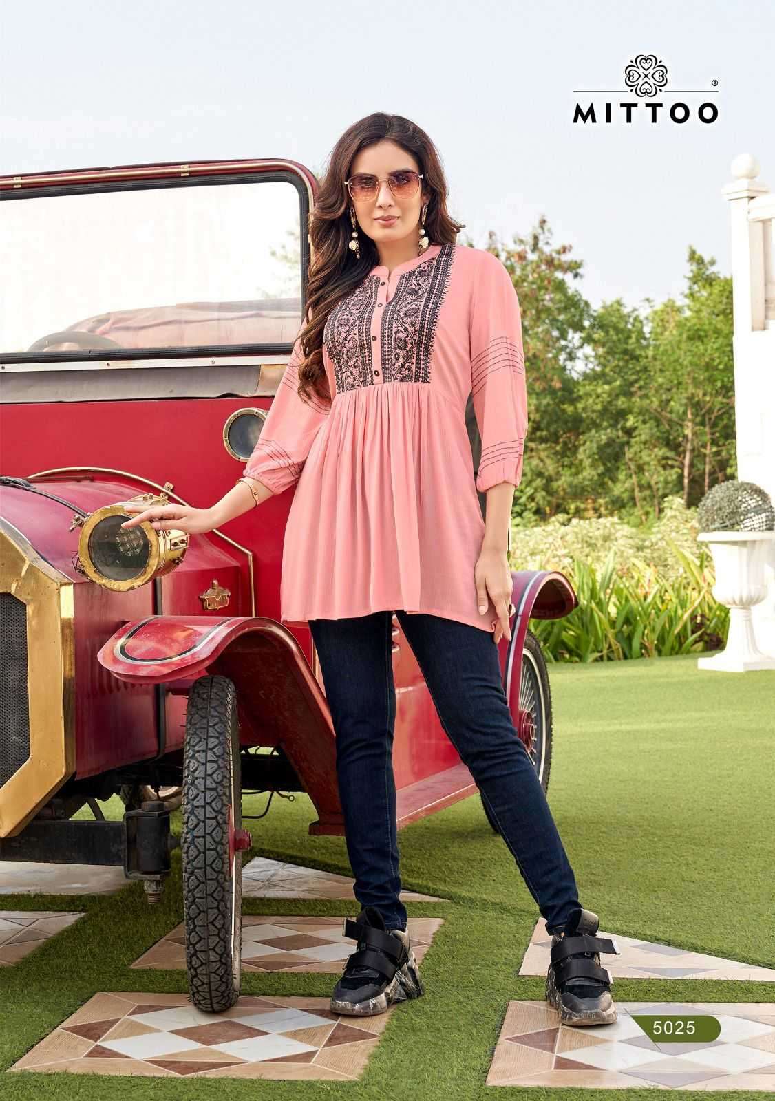 Mittoo presents Victoria vol-5 wrincle Rayon short kurtis catalog wholesaler 